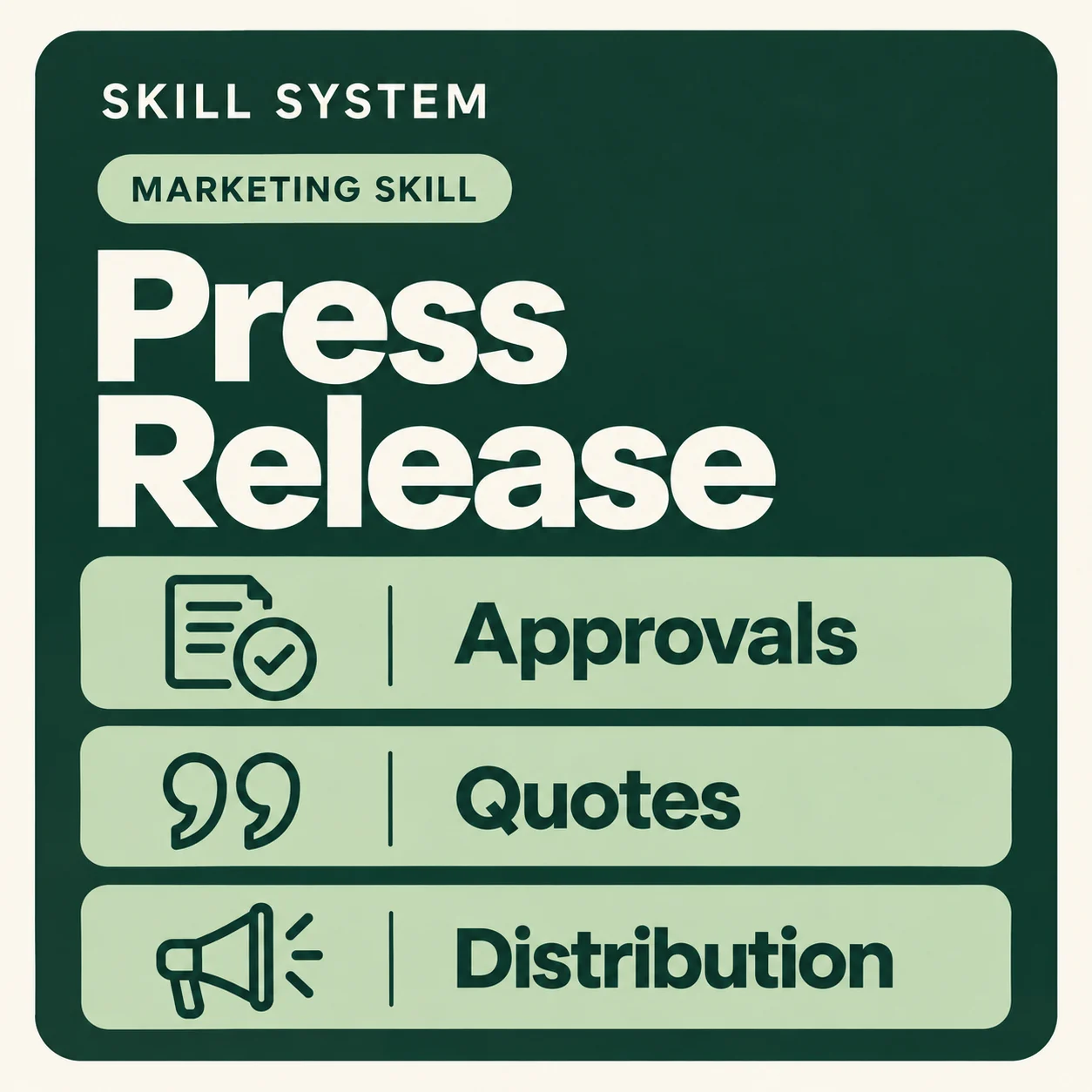 Press Release — toolkit card: Approvals, Quotes, Distribution